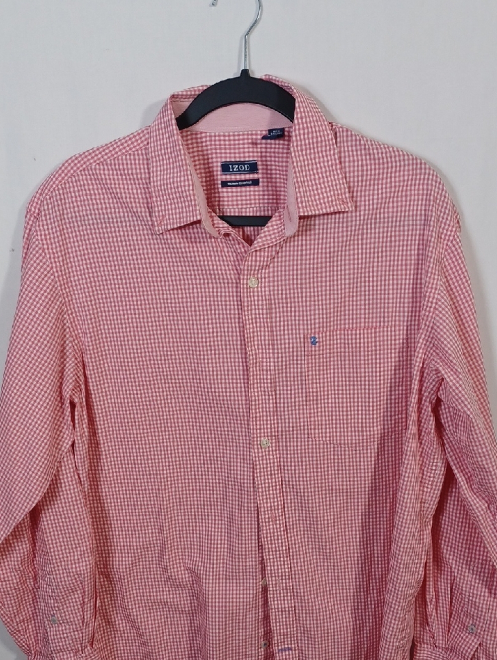 Izod Men's Pink Gingham Button-Down Shirt